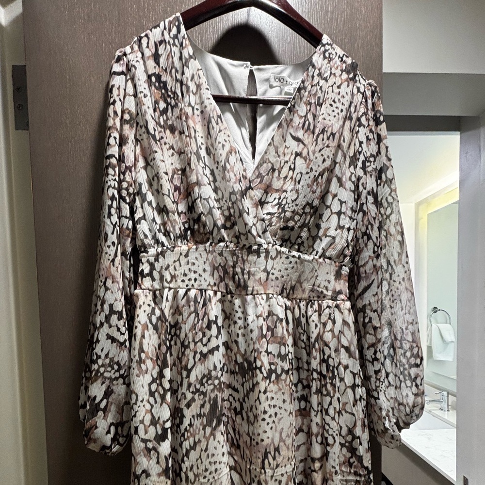 Chic Long Sleeve Animal Print Dress